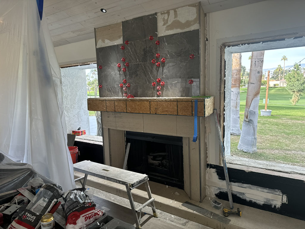 Fireplace mantle build