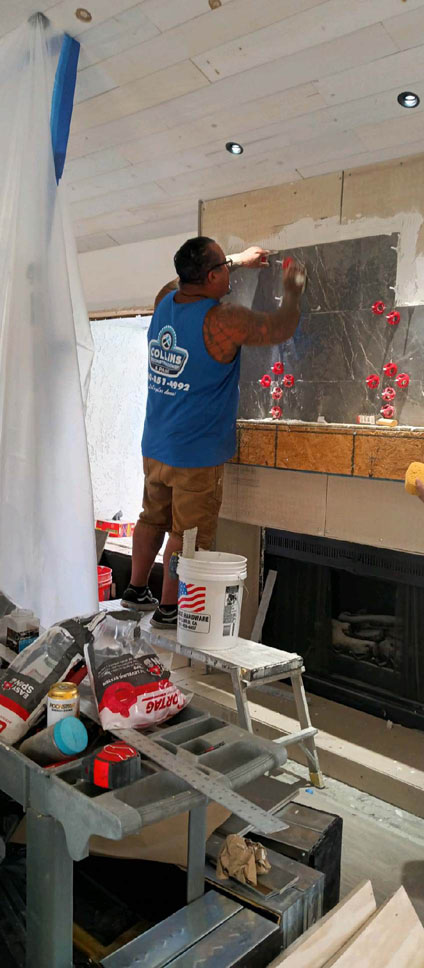 Fireplace mantle build