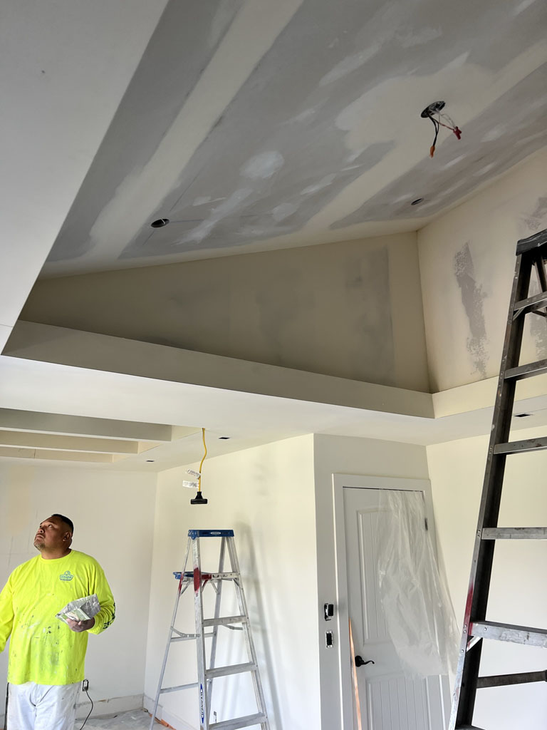 Vaulted ceiling tape and mud