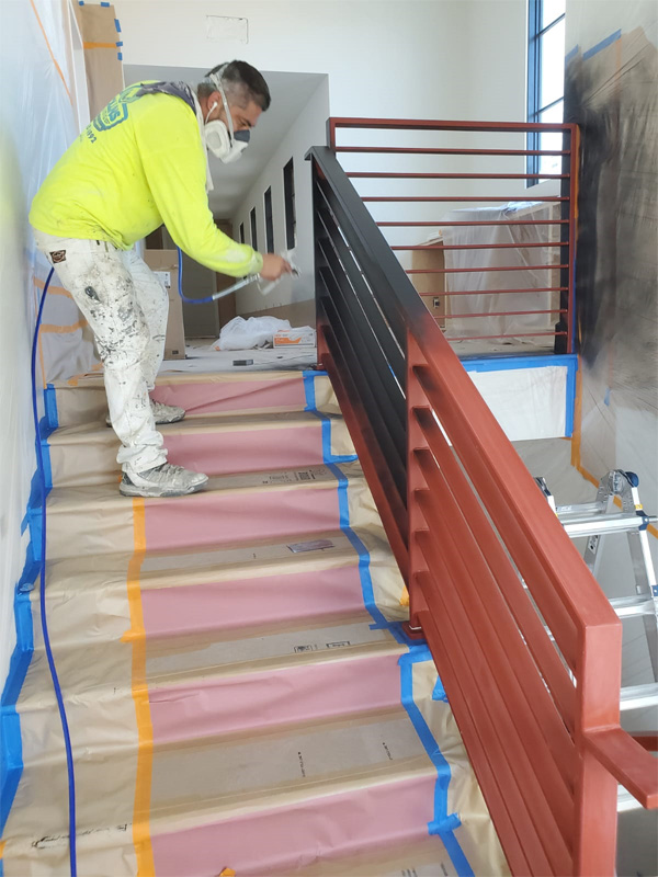 Interior stair rail painting