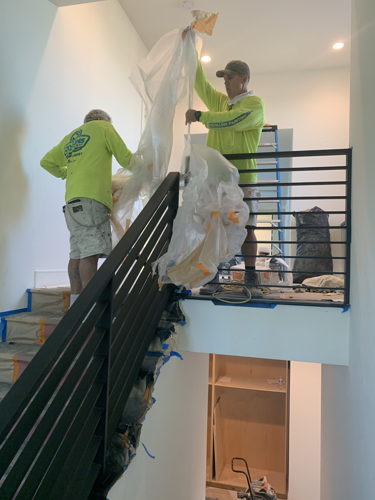 Interior stair rail painting