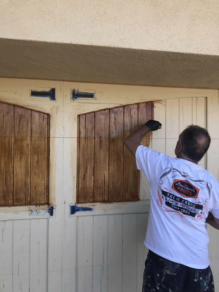 Garage door staining