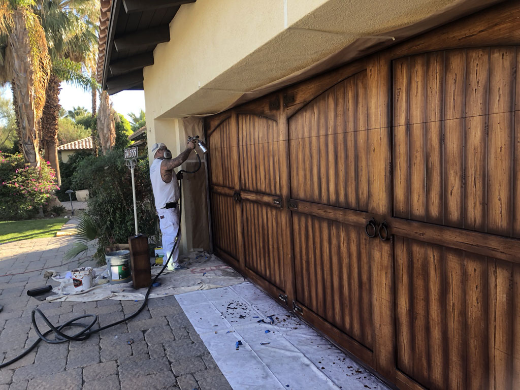 Garage door staining