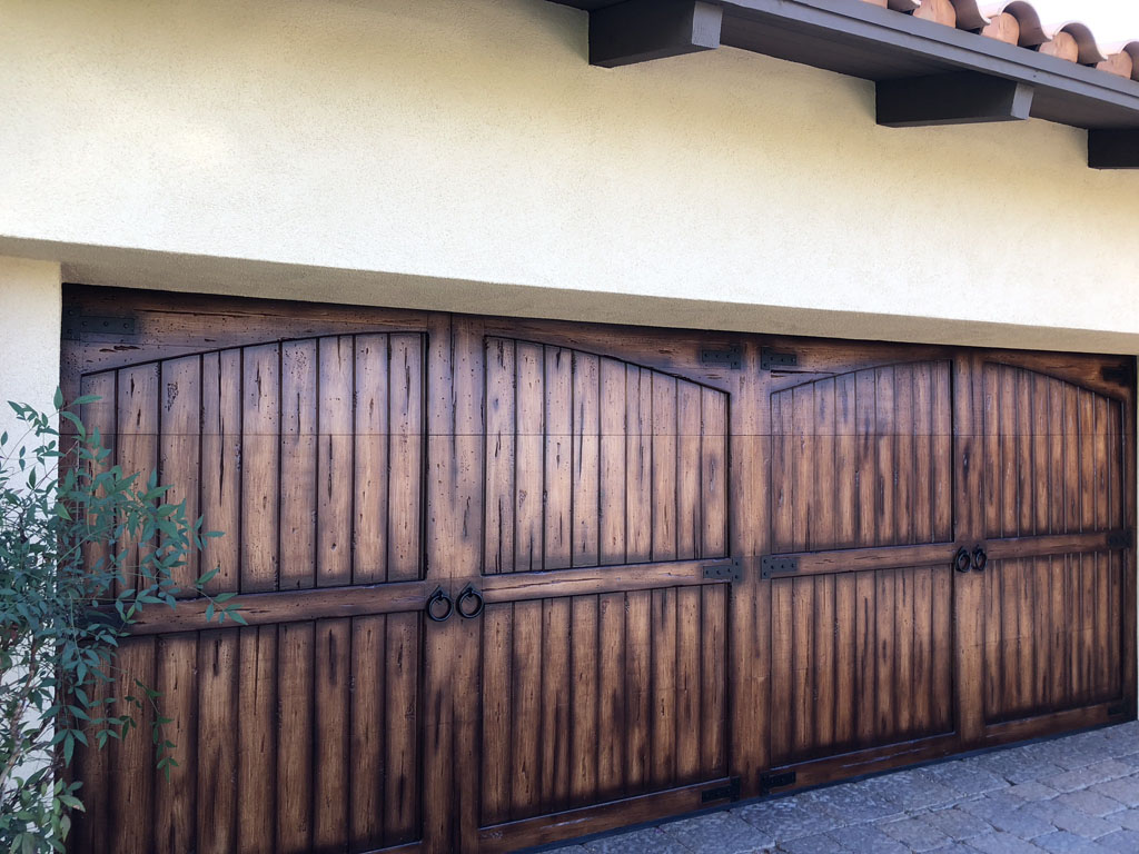 Garage door staining