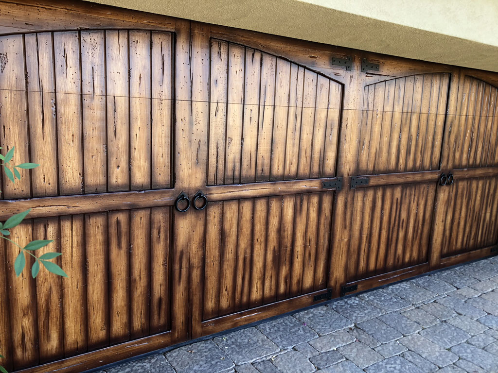 Garage door staining