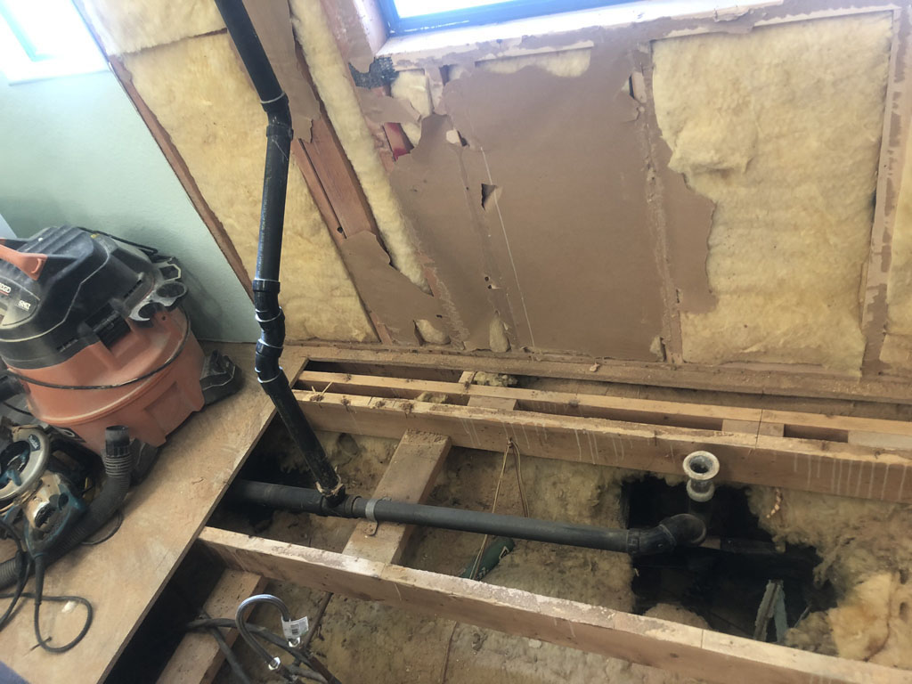 Shower build laying pipe