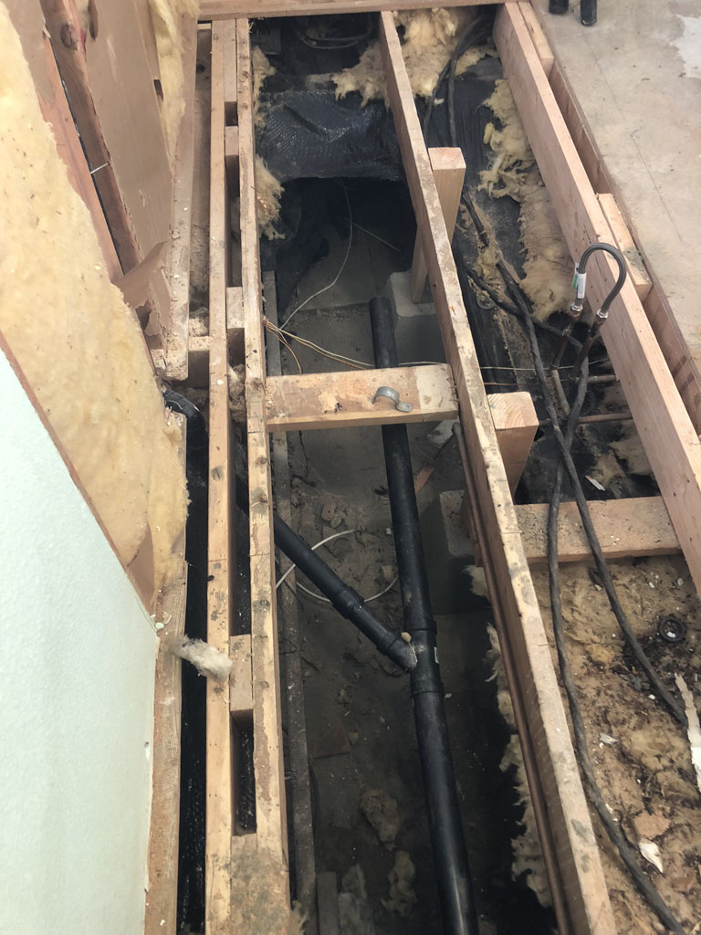 Shower build pipe laying