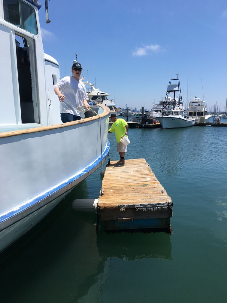 Painters painting boat