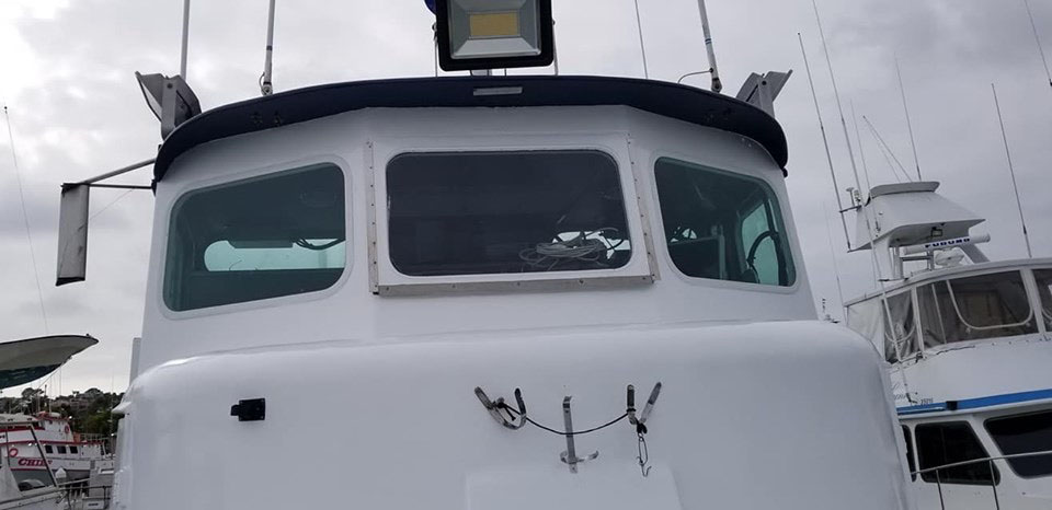 Painted front of boat cabin