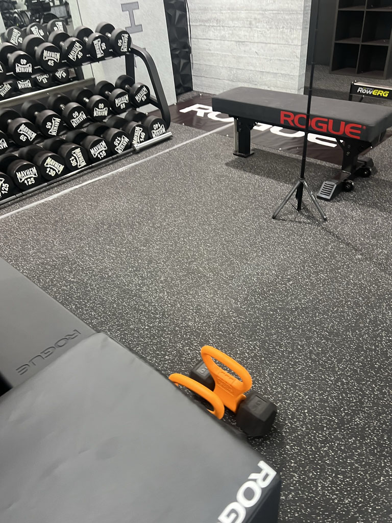 Weights in remodeled gym